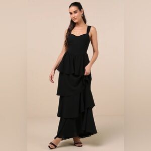 Carlynda Black Tiered Bustier Maxi Dress Size L
